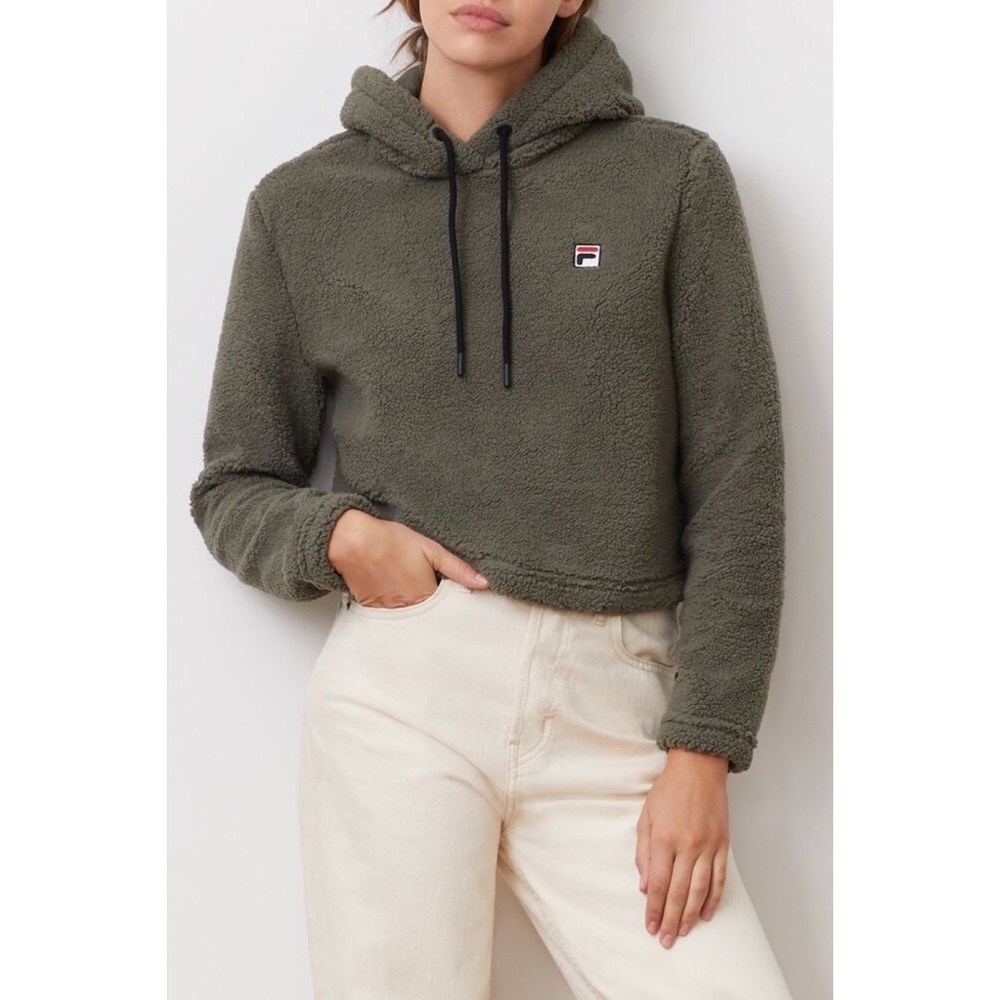 FILA Warm Sherpa Hoodie in Olive